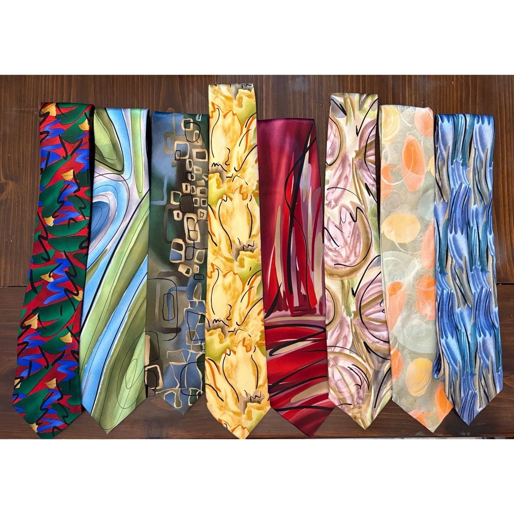 Vintage J. Garcia Lot Of 8 Silk Tie Mens Collection Necktie